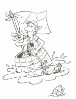 A coloring page of piet piraat